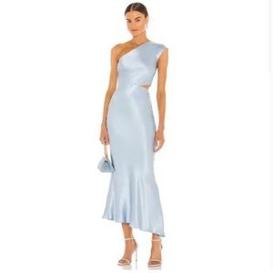 BEC & BRIDGE Delphine Asymmetrical Dress in Sky Blue